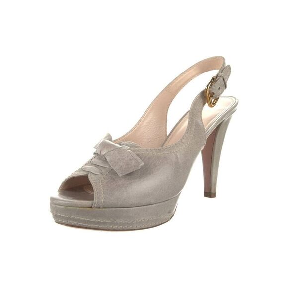 Prada Leather Bow Accents Slingback Pumps - Picture 1 of 7